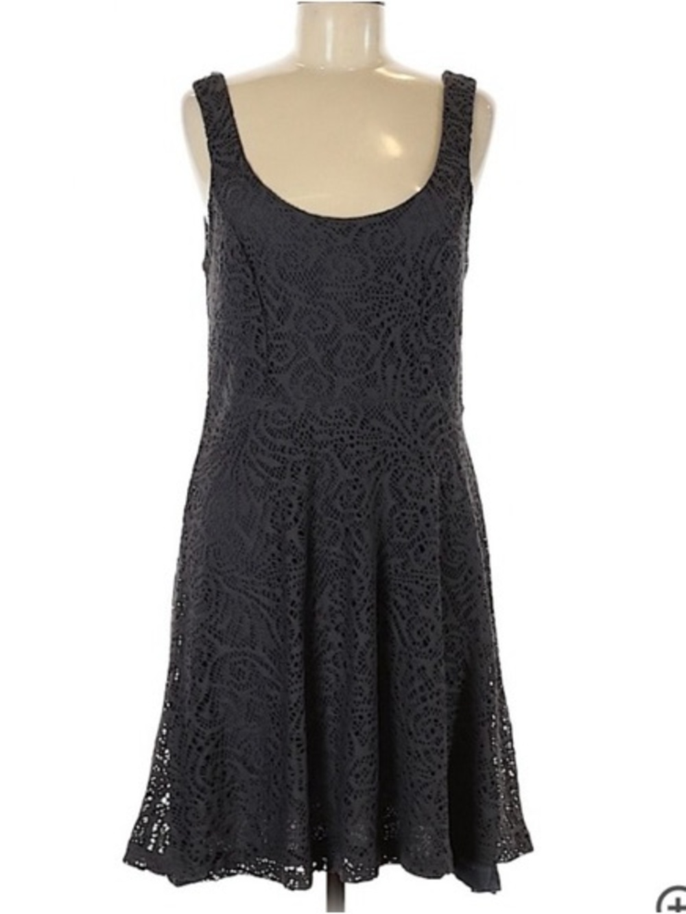 Apt. 9 Gray Lace Scoop-Neck Fit & Flare Mini Dress Summer Lightweight Simple